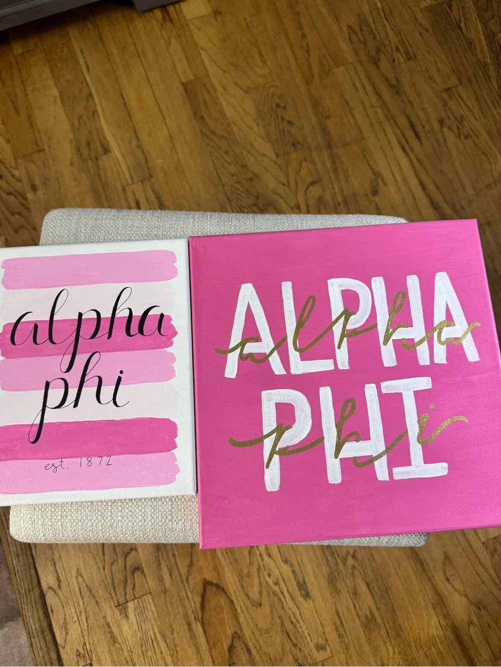 Alpha Phi Pink Canvas Wall Art - Set of 2